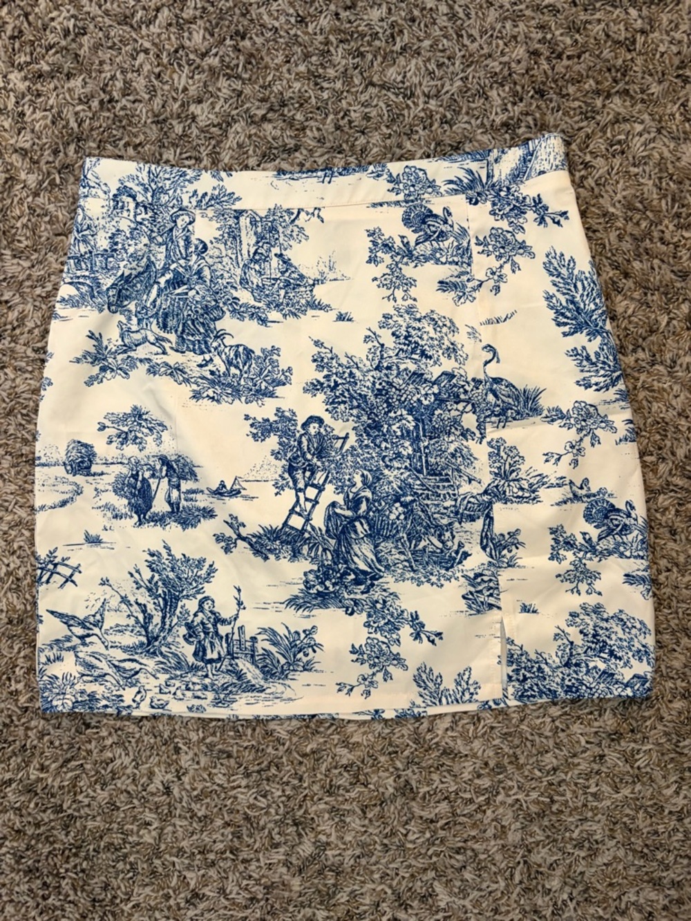 Cider Blue and White Toile Mini Skirt